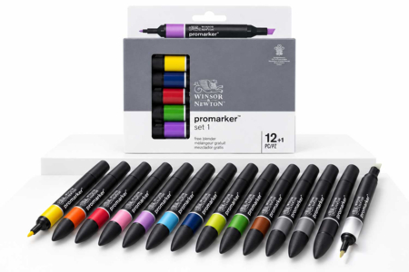 Promarker Alcohol Markers - 12 Colors + Blender - Alcohol Markers – 10doigts.fr
