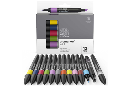 Promarker Alcohol Markers Winsor & Newton - 12 Colors + Blender - Alcohol Markers – 10doigts.fr