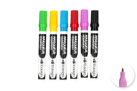 Permanent Multi-Surface Markers - 6 Colors - 1 - Permanent Markers - 10doigts.com - Permanent Markers – 10doigts.fr