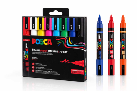 Posca Brush Markers - 8 Colors - POSCA Markers – 10doigts.fr