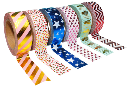 Metallic Pattern Masking Tape - 6 Rolls - 1 - Colored Adhesives and Masking Tape - 10doigts.com - Colored Adhesives and Masking Tape – 10doigts.fr