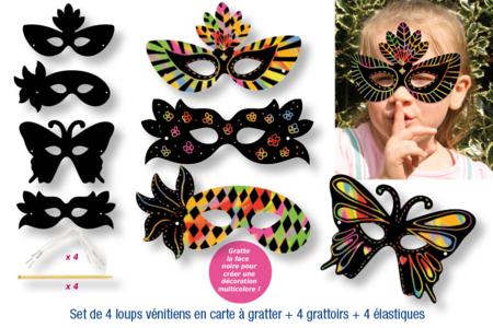 Venetian Wolf Scratch Paper - 0 - Carnival, Mardi Gras Crafts - 10doigts.com - Carnival, Mardi Gras Crafts – 10doigts.fr