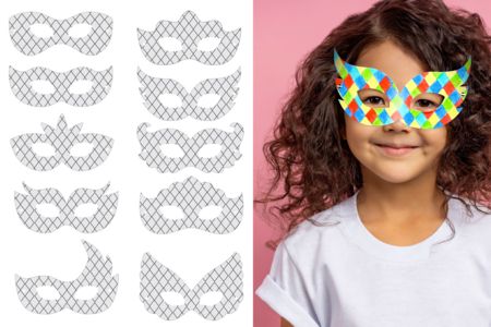 Harlequin Wolf Coloring Masks - 10 Designs - 1 - Creative Masks for Kids - 10doigts.com - Creative Masks for Kids – 10doigts.fr