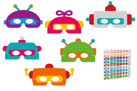 Robot Masks Kit - 6 Masks + Stickers - 4 - Creative Masks for Kids - 10doigts.com - Creative Masks for Kids – 10doigts.fr