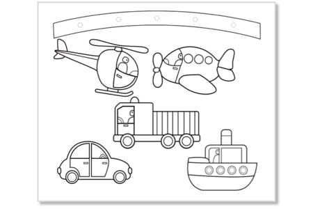 Dinosaur & Transport Theme Mobiles - 4 Mobiles - 5 - Coloring Supports - 10doigts.com - Coloring Supports – 10doigts.fr