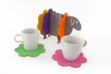 Oveja 5 posavasos pintura - Objetos de madera para la cocina – 10doigts.fr