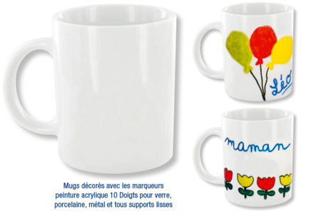Taza de porcelana blanca - Manualidades día de la madre – 10doigts.fr