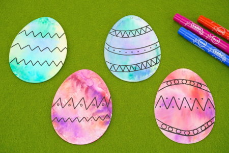 huevo acuarela pascua fácil niño - Actividades manuales de dibujo: tutoriales adaptados desde la más tierna edad – 10doigts.fr