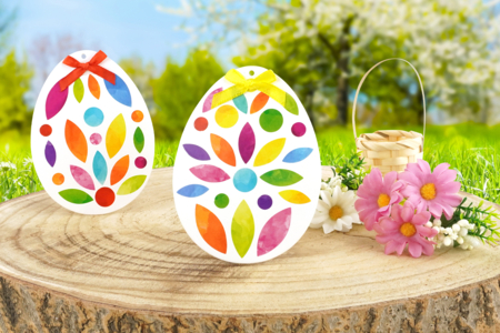 Huevos de cartón blanco para colgar - 6 pcs - Soportes de Pascua para decorar – 10doigts.fr