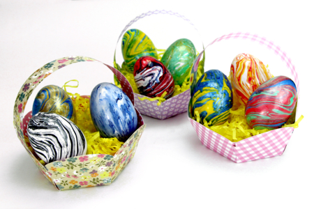 huevos marmoleados cesta de pascua decoración para niños - Actividades manuales DIY Pascua – 10doigts.fr