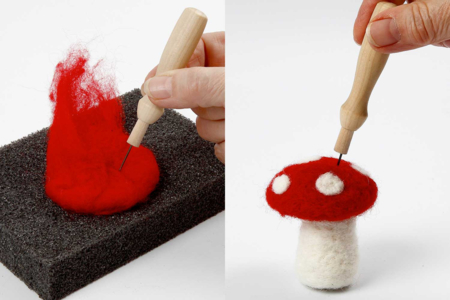 Wooden Handle + 5 Felting Needles - 2 - Felting, carded wool - 10doigts.com - Felting, carded wool – 10doigts.fr