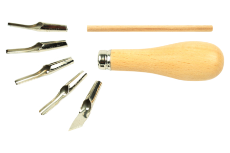 Linocut Tool with 5 Gouges - 10 - Linocut - 10doigts.com - Linocut – 10doigts.fr