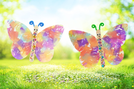 papillon peinture papier crépon - Actividades manuales Primavera – 10doigts.fr