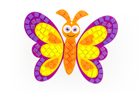 mariposa violeta y mosaicos - Mosaicos de papel, espuma – 10doigts.fr