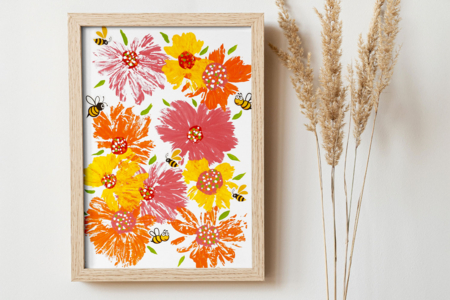 pintura con bolsa de plástico fácil flores - Actividades manuales Primavera – 10doigts.fr