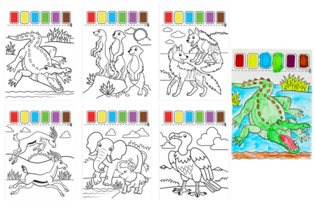 pintura cocodrilo - Pintura acuarela – 10doigts.fr