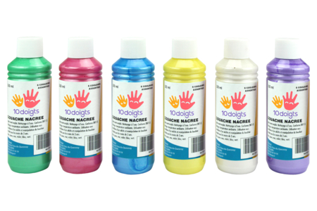 10doigts Pearlescent Gouache, 250 ml - 6 Colors - 1 - Gouache Paint 10doigts - 10doigts.com - Gouache Paint 10doigts – 10doigts.fr