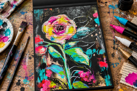 pintura mix media sobre negro - Papel para técnicas mixtas – 10doigts.fr