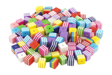 Bayadère Cube Beads - Approximately 130 beads - 1 - Acrylic Beads - 10doigts.com - Acrylic Beads – 10doigts.fr