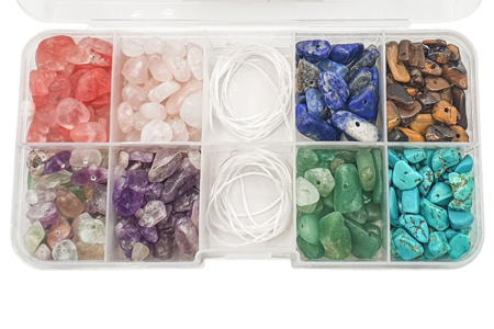 Perlas de piedra 8 colores + elástico x 14g por coul - Perlas Naturales – 10doigts.fr