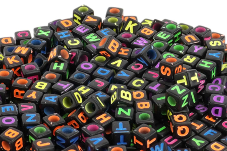 Black Alphabet Cube Beads - 280 Beads - 2 - Alphabet Beads - 10doigts.com - Alphabet Beads – 10doigts.fr