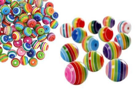 Large striped round beads - approximately 50 beads - 4 - Acrylic Beads - 10doigts.com - Acrylic Beads – 10doigts.fr