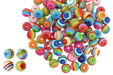 Large striped round beads - approximately 50 beads - 3 - Acrylic Beads - 10doigts.com - Acrylic Beads – 10doigts.fr