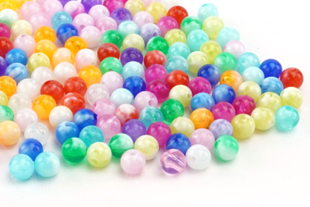 Marbled Round Beads - 150 Beads - 1 - Opaque Color Beads - 10doigts.com - Opaque Color Beads – 10doigts.fr