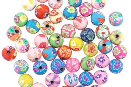 Abalorios redondos de polímero Millefiori - 50 abalorios - Perlas de pasta polimérica – 10doigts.fr
