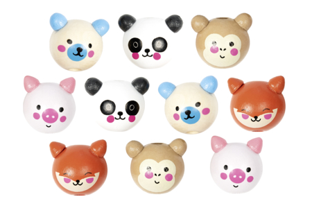 abalorios caras animales madera - Abalorios Madera – 10doigts.fr
