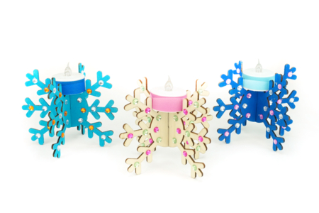 Wooden Snowflake Candle Holders - 6 Pieces - 4 - Christmas Lanterns - 10doigts.com - Christmas Lanterns – 10doigts.fr