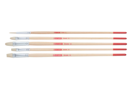 Long-handled flat brushes - 5 pieces - Brushes and brushes for acrylic painting – 10doigts.fr