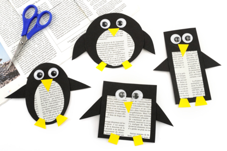 Little Newspaper Penguins - 1 - Kids Crafts Winter - 10doigts.com - Kids Crafts Winter – 10doigts.fr