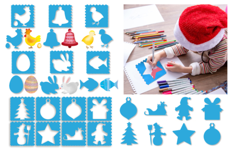 Stencils + Silhouettes - 14 Stencils - 0 - Party Stencils - 10doigts.com - Party Stencils – 10doigts.fr