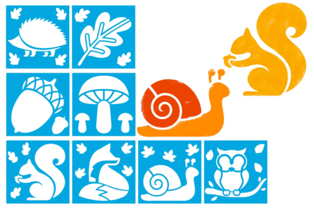 Autumn Theme Stencils - 8 Pieces - 1 - Nature Stencils - 10doigts.com - Nature Stencils – 10doigts.fr