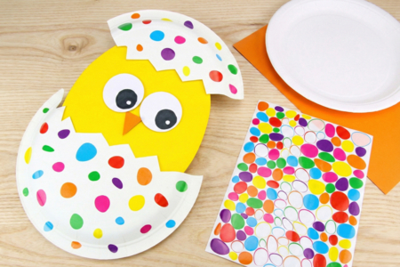 poussin DIY assiette en carton pâques - Actividades manuales DIY Pascua – 10doigts.fr