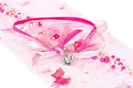 cinta de organza rosa sobre pulsera - Cintas y sesgos – 10doigts.fr