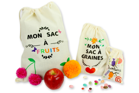 saco frutas reciclaje - Algodón, lino - Textiles – 10doigts.fr
