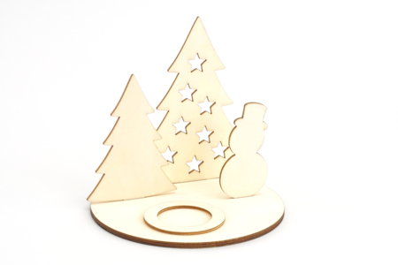 Set of 2 Candle Holders with Christmas Scene - 3 - Wood Candle Holders - 10doigts.com - Wood Candle Holders – 10doigts.fr