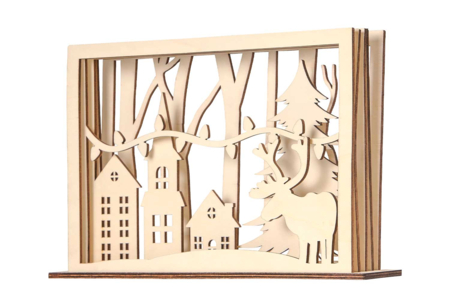 Escena en madera tallada forma marco a montar - Pesebres y pueblos de Navidad para fabricar – 10doigts.fr