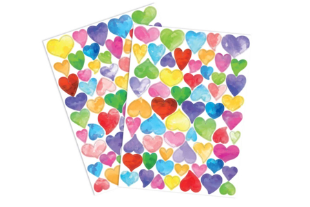 Set de 2 planches de gommettes corazones acuarela - Gomets Día de los padres – 10doigts.fr