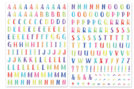 Set de 256 gommettes alfabeto acuarela (2 hojas) - Gomets alfabéticos y de mensajes – 10doigts.fr