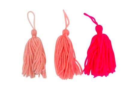 Set de 3 pompones largos de lana camaïeu rosa - Pompones para manualidades creativas – 10doigts.fr