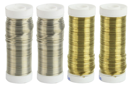 Juego de 4 bobinas de hilo metálico Oro y Plata ø 0,6 mm - Fil metálico – 10doigts.fr