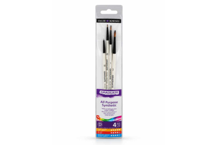 Set of 4 Daler-Rowney Graduate No. 2 Detail Synthetic Brushes - Watercolor Brushes – 10doigts.fr