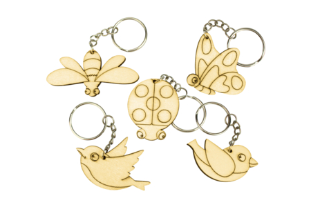 Wooden Keychains "Spring" - 5 Pieces - 2 - Keychains - 10doigts.com - Keychains – 10doigts.fr