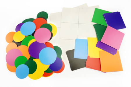 Set de 6 cuadros en cartón fuerte redondos y cuadrados para pegar - actividades de pegar – 10doigts.fr