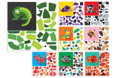 Set de 8 cuadros gommettes animales - Kits creativos gomets – 10doigts.fr