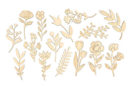 Base de madera y 15 flores de madera - Objetos de madera para el hogar – 10doigts.fr