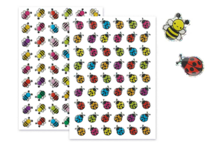 Stickers 3D brillantes "mariquitas" + "abejas" - 108 stickers - Gometas en relieve 3D para niños, manualidades y ocio creativo – 10doigts.fr